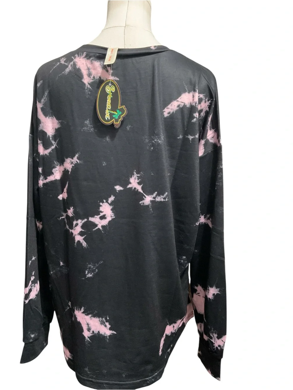 NWT Black & Pink Tie Dye Lounge Set Size L | Soft Long Sleeve Top + Jogger Pants - Picture 5 of 6